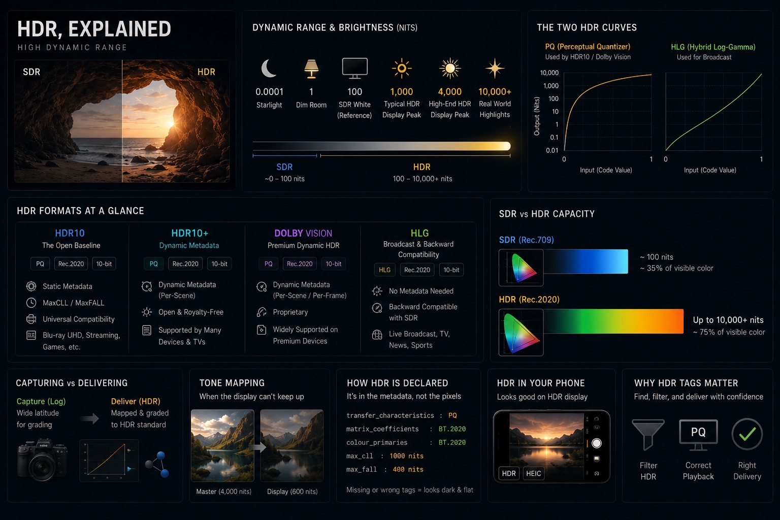 HDR, Explained — HDR10, Dolby Vision, HLG, and What "High Dynamic Range" Actually Means
